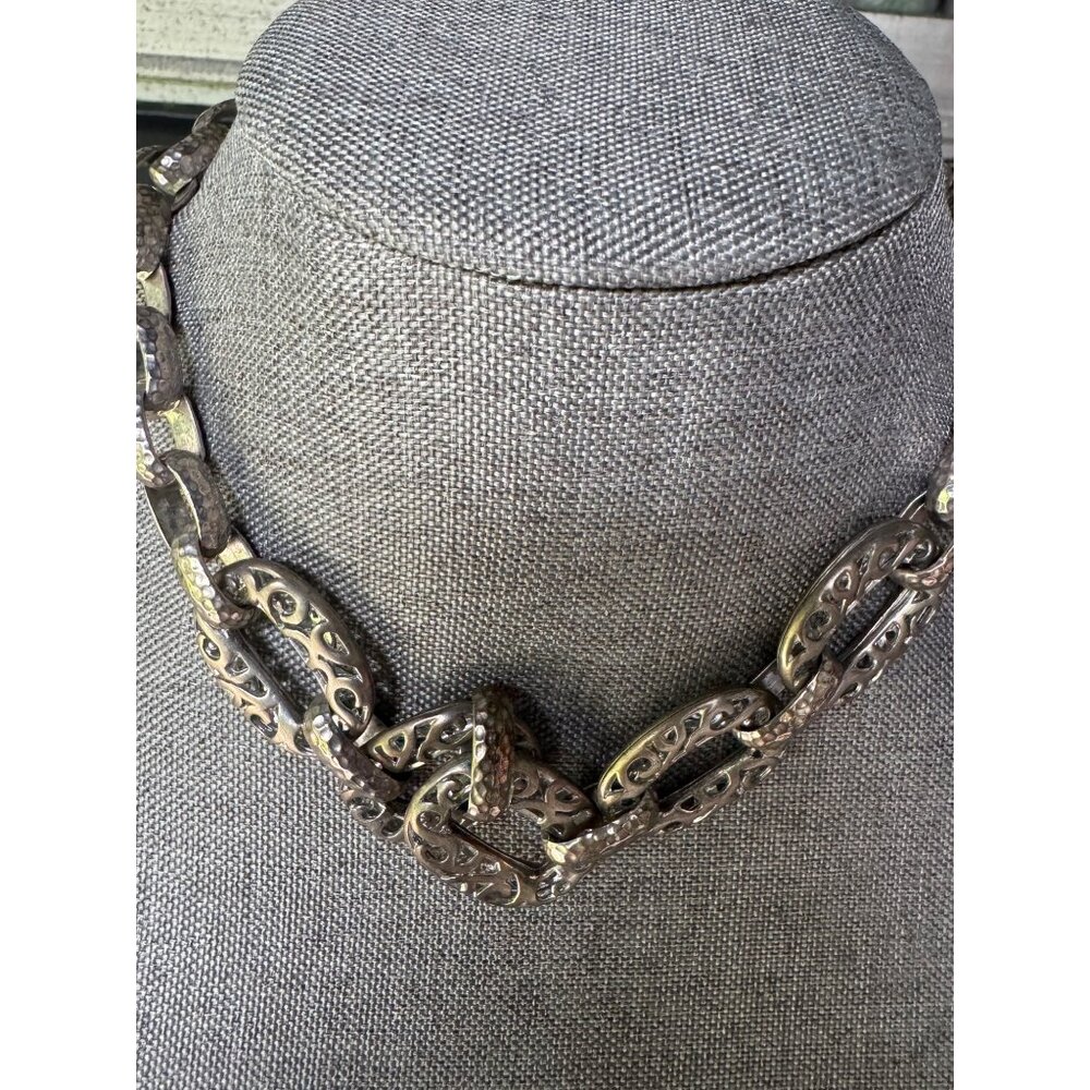 Vintage Monet Hammered Filigree Link Necklace